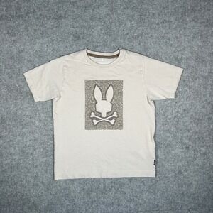 Psycho Bunny T‎ Shirt Boys 10-12/M Beige Graphic Logo Pima Cotton Casual Tee